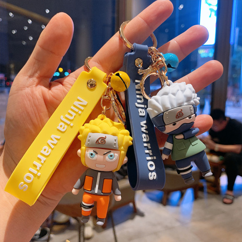 Naruto Uzumaki Naruto Key Chain Cartoon Sasuke Car Creative Key Pendants Silicone Doll Bag Keychain