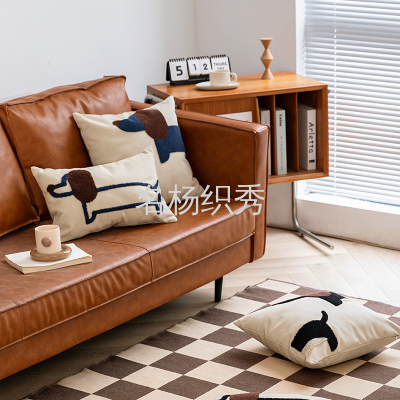 Simple Home Cartoon Sausage Dog Pillow Cover Sofa Bed Cushion Throw Pillowcase Office Canvas Waist Pillow