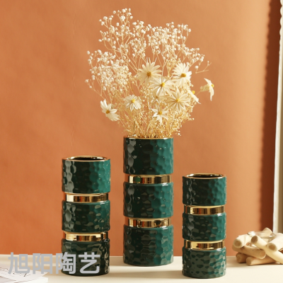 Simple Modern Starry Electroplating All-Match Ceramic Vase Flower Domestic Ornaments Three-Piece Set