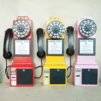 Vintage Telephone Model Retro Distressed Film Shooting Props Wrought Iron Ornament Furnishing Smt315 Telephone