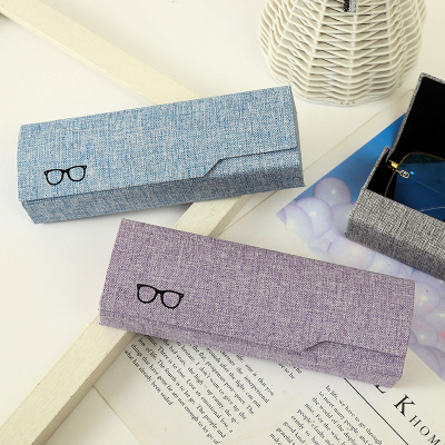 Factory Direct Supply Spot Linen Small Mouth Handmade Eye Glasses Box Fashion Glasses Box High-End Eye Glasses Box Free Printing Logo