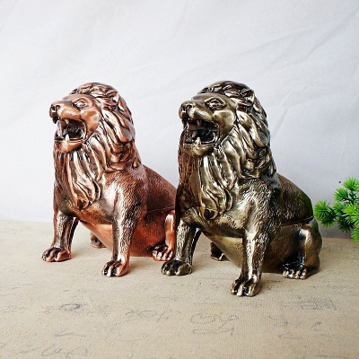 New Metal Lion Ashtray Home Drop-Resistant Living Room Coffee Table Windproof with Cover Fashion High-End Entrance Retro