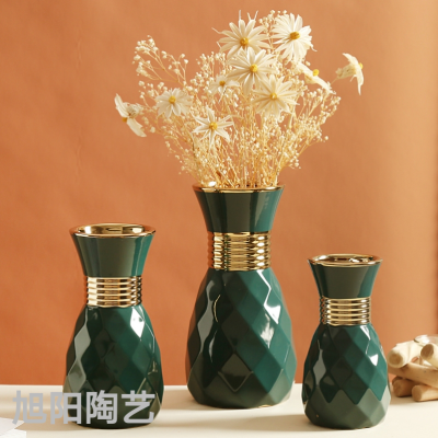 Nordic Simple Electroplating Light Luxury Ceramic Vase Flower Decoration Home Decoration Wholesale Flower Shop Flower Arrangement Living Room