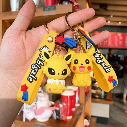 Silicone Creative Cartoon Key Chain Pikachu Epoxy Doll Key Pendants Schoolbag Cute Hang Decorations Keychain