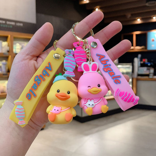 Little Duck Couple Doll Key Chain Creative Car Cute Key Pendant Schoolbag Trinket Pendant Key Ring