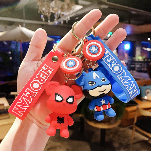 Spider-Man Couple Anime Key Chain Car Doll Cute Key Pendant Iron Man Bag Pendant Key Ring