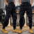 Autumn New American Retro Overalls Men's Elastic Waist Multi-Pocket Loose Men's Casual Jogger Pants plus Size