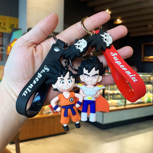 Cartoon Cute Monkey King Key Chain Dragon Ball Doll Anime Key Pendant Silicone Schoolbag Pendant Keychain