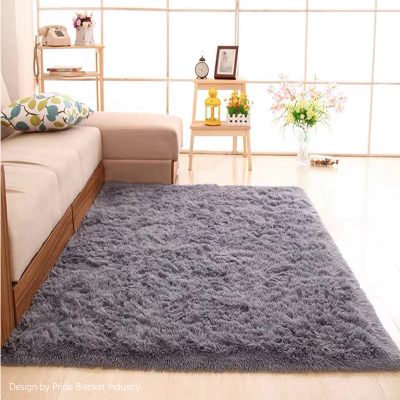 Solid Plain Long Villi Carpet Living Room Coffee Table Mat Bedroom Carpeting Bedside Silk Wool Rug Non-Slip Carpet