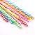 Spot 6-Color Mixed Color Band Straight Straw Disposable Threaded Straw Transparent Striped Pp Plastic Hard Straw with Buckle