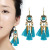 Retro Style Palace Long Tassel Bead Earrings Carved New European and American Earrings Ethnic Style Jewelry
