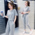 2022 Summer New Sports Style Suit Women's Korean-Style Loose Large Size Fashion Casual Short-Sleeved Cropped Pants Two-Piece Suit