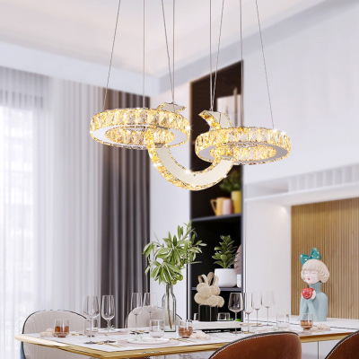 Simple Modern Crystal Lamp Stainless Steel Bedroom Chandelier Clothing Store Dining-Room Lamp Chandelier Creative Majestic Living Room Lamps