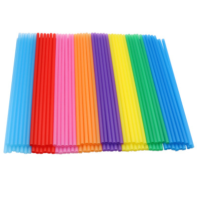 Disposable Color Plastic Straw 6 * 190mm Handmade DIY Creative Flat Straight Tube Monochrome 100 Pieces 8 Colors Mixed