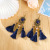 Retro Style Palace Long Tassel Bead Earrings Carved New European and American Earrings Ethnic Style Jewelry