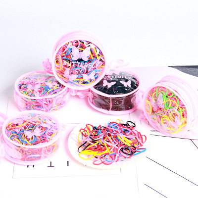 Disposable Hair Band Hair Ring Lanyard round Bag Color Rubber Band Wholesale for Kids Elastic Hair String