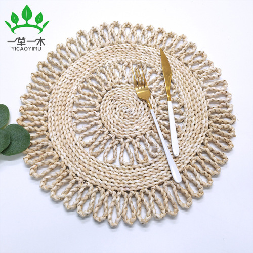 amazon hot selling woven corn leather placemat heat proof mat teacup mat coasters straw placemat western-style placemat placemat