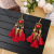 Retro Style Palace Long Tassel Bead Earrings Carved New European and American Earrings Ethnic Style Jewelry