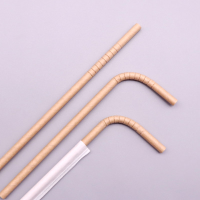 Disposable Color Individually Packaged Environmentally Friendly Paper Straw Coffee Elbow Degradable Food Grade Kraft Paper Straw