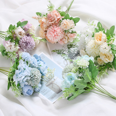 Factory Direct Supply Wedding Simulation Bouquet Home Ornamental Flower Ins Artificial Rose Photography Bouquet Small Handle