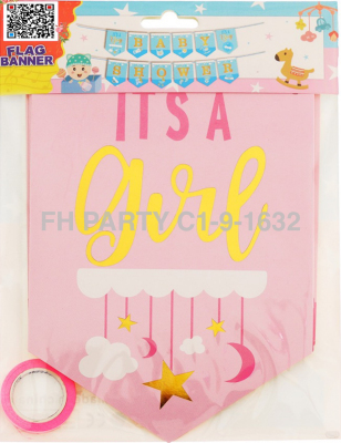 Gilding Baby Shower Pull Flag Made by Paper