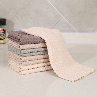 Huilong Waffle Dishwashing Cloth Multi-Functional Dish Towel Kitchen Stain-Resistant Oil-Proof Absorbent Scouring Pad Cleaning Cloth