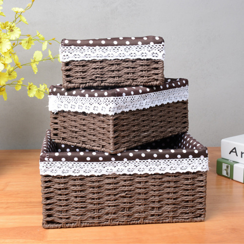 snack storage basket keys‘ box underwear box japanese style desktop straw woven storage basket living room organizing sundries basket