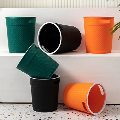 Fashion Nordic Style Pressure Ring Solid Color Hollow Handle Desktop Trash Bin More Sizes Household Sanitary Bucket Wastebasket Spot