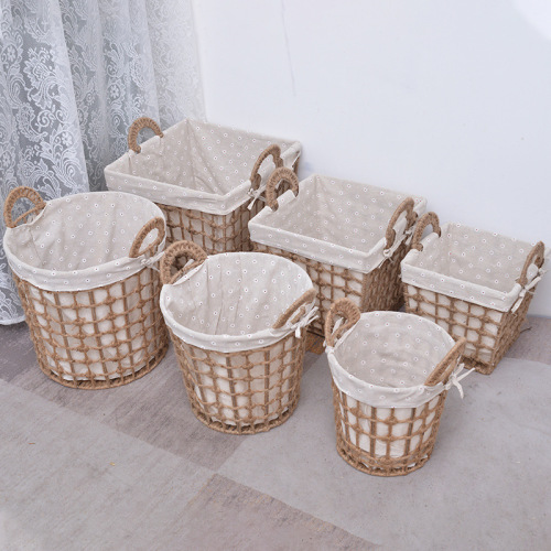 hemp rope woven basket household dirty clothes basket woven hemp rope storage basket rattan woven home with handle storage basket