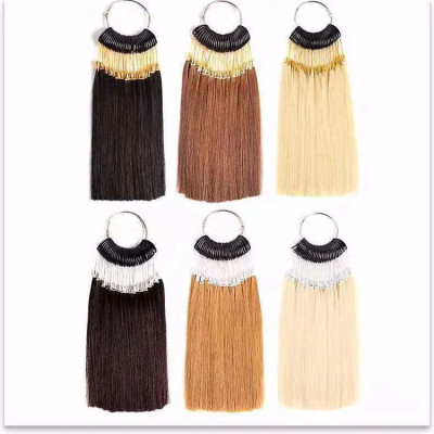 Factory Direct Supply Hairdressing Teaching Real Human Hair Full Human Hair Hair Band Practice Bleaching and Dyeing Color Card Dyeing Hair Strip