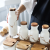 Matte Light Luxury Marbling Seasoning Box Set Household Ceramic Seasoning Jar Oil Bottle Jar Salt Jar Nordic Style