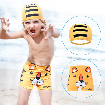 Children's Swimming Trunks Boys' Swimsuit Baby Boy's Pants Hat Middle and Big Children's Swimsuit Beach Swimming Suit Clearance