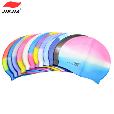 Jiejia Silicone Swimming Cap Jiejia in Stock Wholesale Waterproof High Elastic MC Multi-Color Unisex Swimming Cap