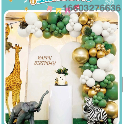 cross-border new green jungle theme balloon set birthday party decoration latex balloon chain combination set