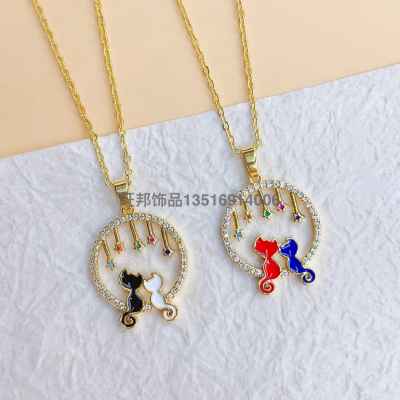 Ornament Europe and America Cross Border Necklace Female Personality Creative Clavicle Chain Niche Full Rhinestone Zircon