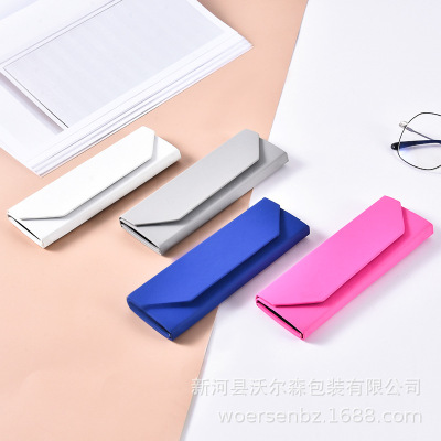 Factory Wholesale Triangle Folding Glasses Case Pu Sun Sunglasses Case Custom Leather Handmade Wallet Glasses Storage Box