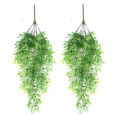 Artificial Bamboo Clover Wall Hanging Decoration Wholesale Ceiling Project Plant Wall Set Flower Basket Hanging Basket Fake Flower Rattan and Vine