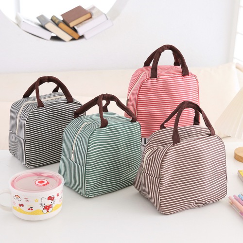 cross-border stripes insulated bag simple thermal bag students bring meals lunch bag outdoor portable lunch box bag