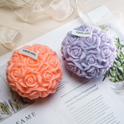 Rose Flower Ball Aromatherapy Candle Spherical Rose Shape 520 Valentine's Day Chinese Valentine's Day Gift Hand Gift Candle