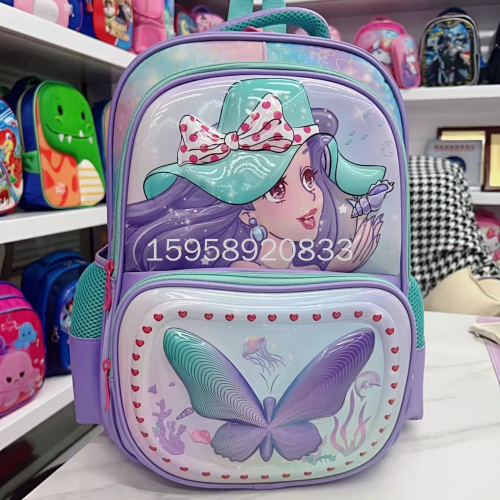 16-inch pu3d schoolbag cartoon bag children‘s bags large capacity leisure bag trolley bag backpack