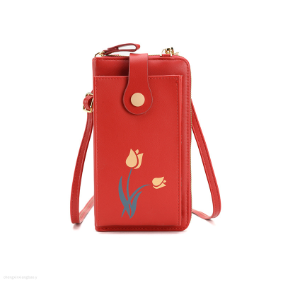 Flower Mini Vertical Mobile Phone Bag Female Messenger Bag Mobile Phone Bag  Customized Phone Holder Small Bag Wallet