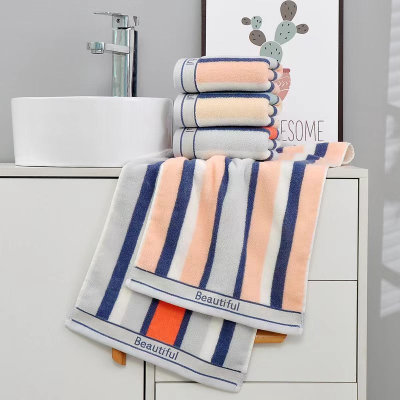 Futian Cotton Face Washing Bath Big Towel Couple Absorbent Face Towel Shangchao Classic Striped Company Gift Embroidered Logo
