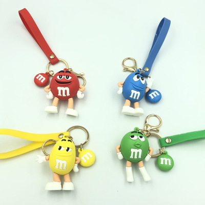 M Bean Letter Keychain Pendant Gift Creative Schoolbag Epoxy PVC Three-Dimensional Cartoon Key Button Small Gift Wholesale