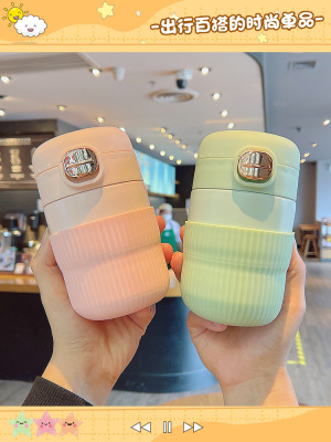 Mini Thermal Mug Small Solid Color Portable Water Cup for Girls Good-looking Carry out Simple Ins Style Straight Drink Cup