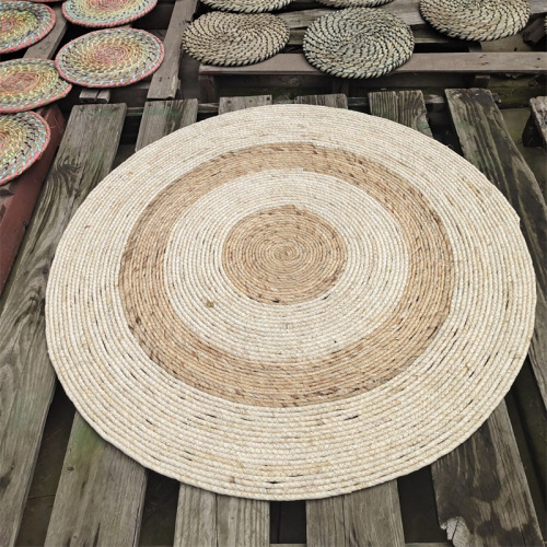 nordic corn husk papyrus woven floor mat round carpet living room clothing store guesthouse decoration mat photography props