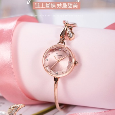 Factory Direct Supply Jinmiou Watch Ladies Bow Diamond Bracelet Watch Fashion Steel Belt Women's Bangle Watch 6435