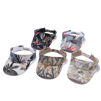 Marathon Outdoor Sports Baseball Cap Running without Top Breathable Sun Hat Cotton Printed Floral Topless Hat