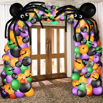 New Halloween Balloon Chain 239 Pieces with Spider Web and Bat Eyes Balloon Ghost Festival Party Decoration Layout