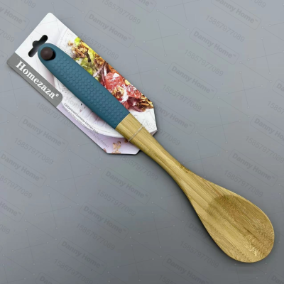 Danny Home Meal Spoon Silicone Kitchenware Blue Cross-Border Kitchen Wooden Spatula Wooden Spoon Cooking High Temperature Resistance