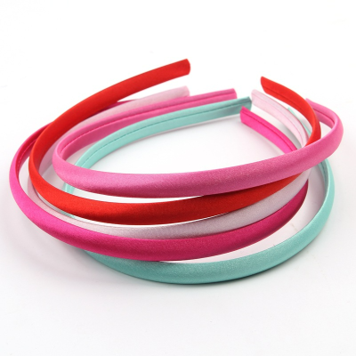 Korean Hair Hoop 1cm Suit Cloth Plastic Headband, Satin Cloth Headband, Candy Color Headband